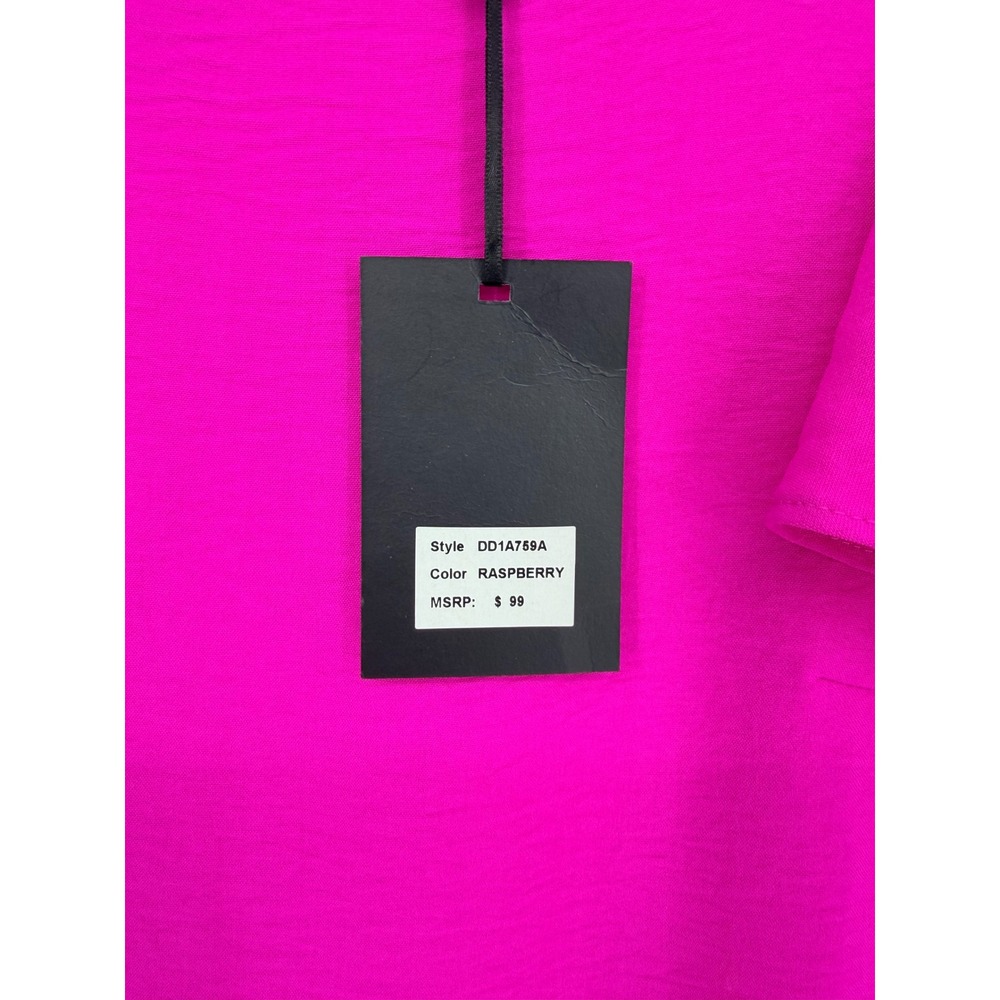DKNY Dress 6 Raspberry Pink Flutter Sleeve Flounce Hem Barbiecore Party Dress - Picture 4 of 9